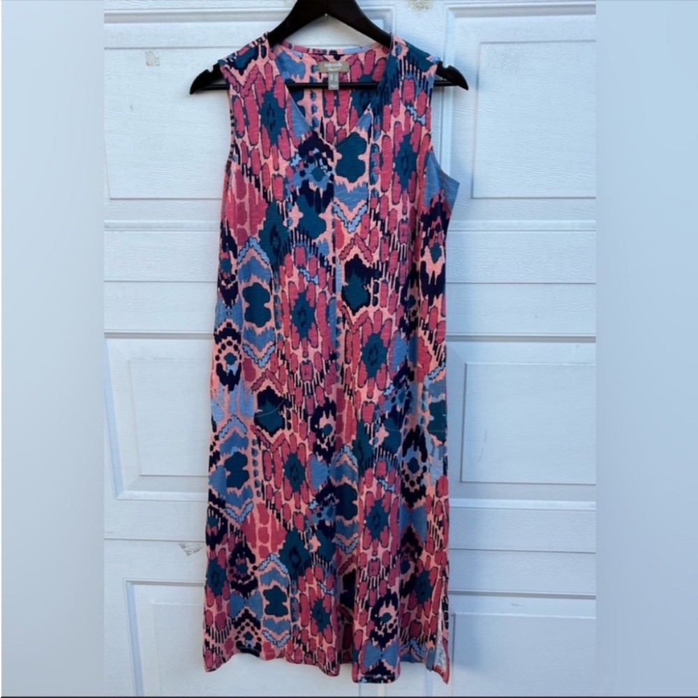 Women's Naturals d&co Linen Blend Tank Midi Dress Aztec Watercolor small